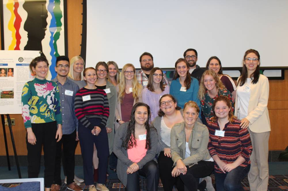 Image 1 of 15 A group of students from the GVSU MLS program standing together, smiling